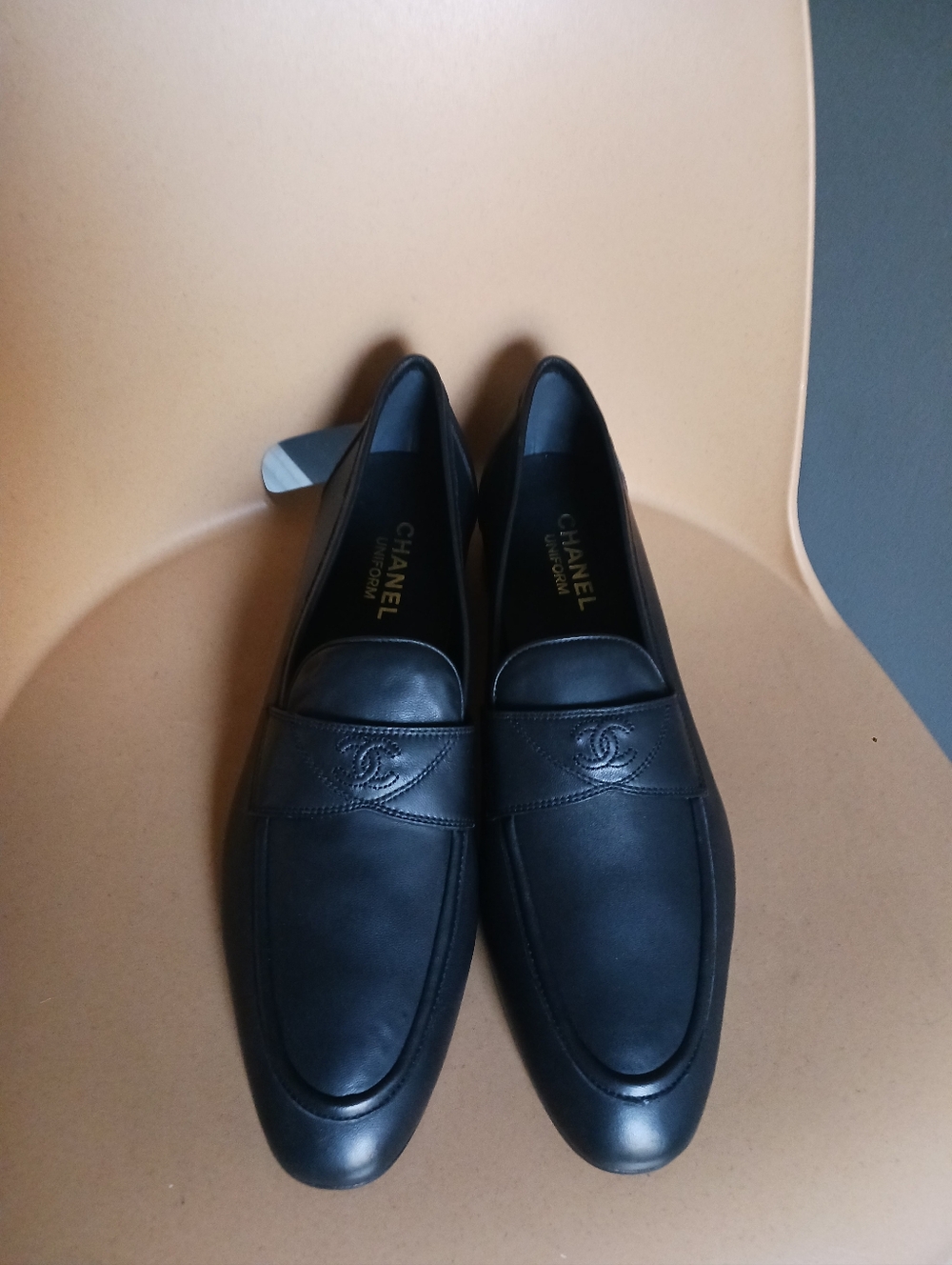 Chanel Uniform Black Leatger Loafers Size 46C,new Never Used - Picture 4 of 16